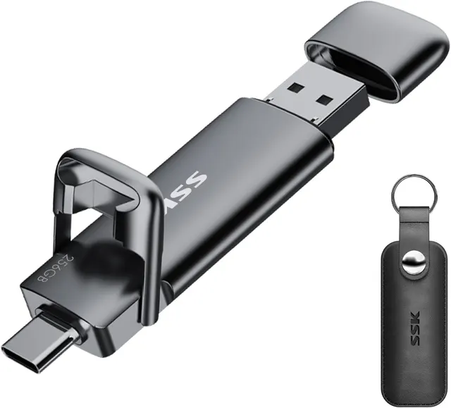 SSK USB C External SSD 256GB with Up to 550MB/s