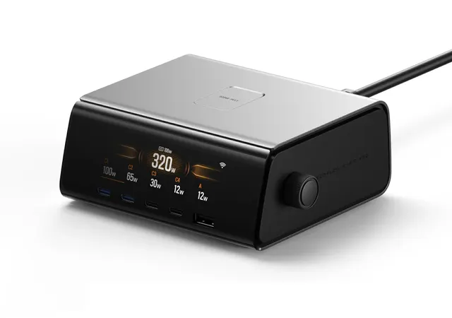 EcoFlow RAPID Pro Desktop Charger 320W - Can Charge 6 devices at once including RAPID Pro Powerbanks in 20mins - LCD Display & APP Control