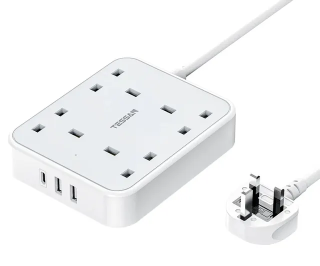 Tessan TS-202-C 4-Gang AC Extension 2m 13A with 2x USBA 1x USBC 15W