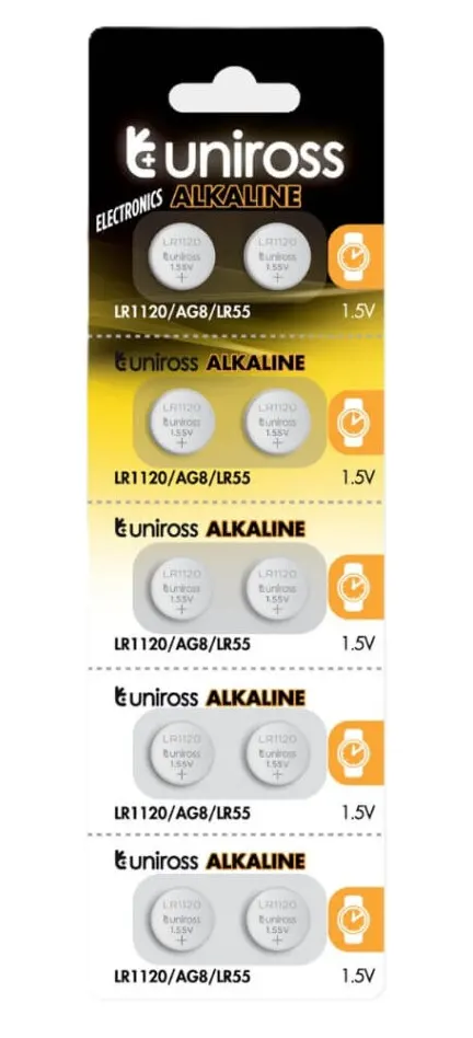 Uniross Alkaline-Coin LR1120 AG8 LR55 Battery (10pack)