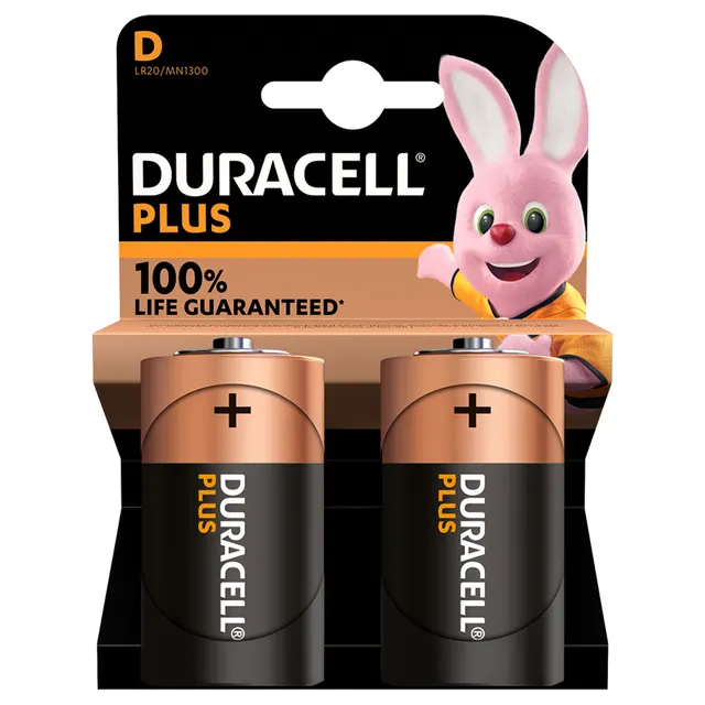 Duracell Alkaline D 2pcs Batteries Plus