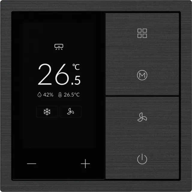 HDL Panel XELENT SERIES Black Thermostat 4 Button OLED