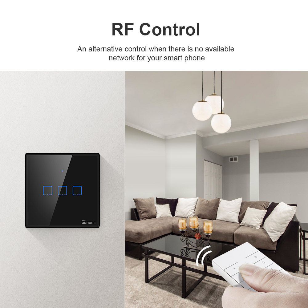 Sonoff T3 UK 3C WiFi Smart Wall Touch Switch Black
