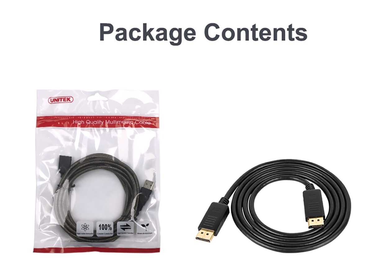 Unitek Y-C607BK DisplayPort 1.2 Cable 4K60Hz 1.5m