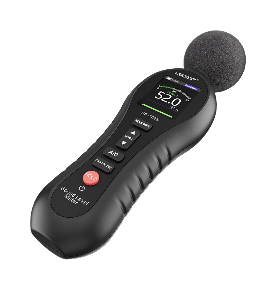 Noyafa Sound Level Meter with Dual A/C Weighting, Real-Time Alarm & Color LCD Display NF-562S