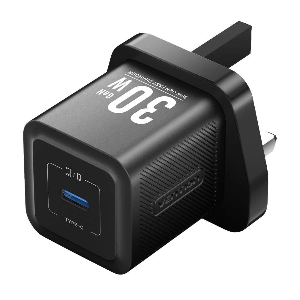 Vention Charger Wall GaN 30W 1xUSBC UK-Plug Mini Black FEZB0-UK