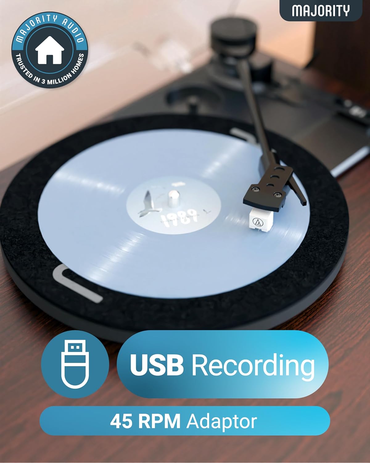 Majority Turntable MOTO PLUS incl 60W Speakers & Audio Technica Cartridge