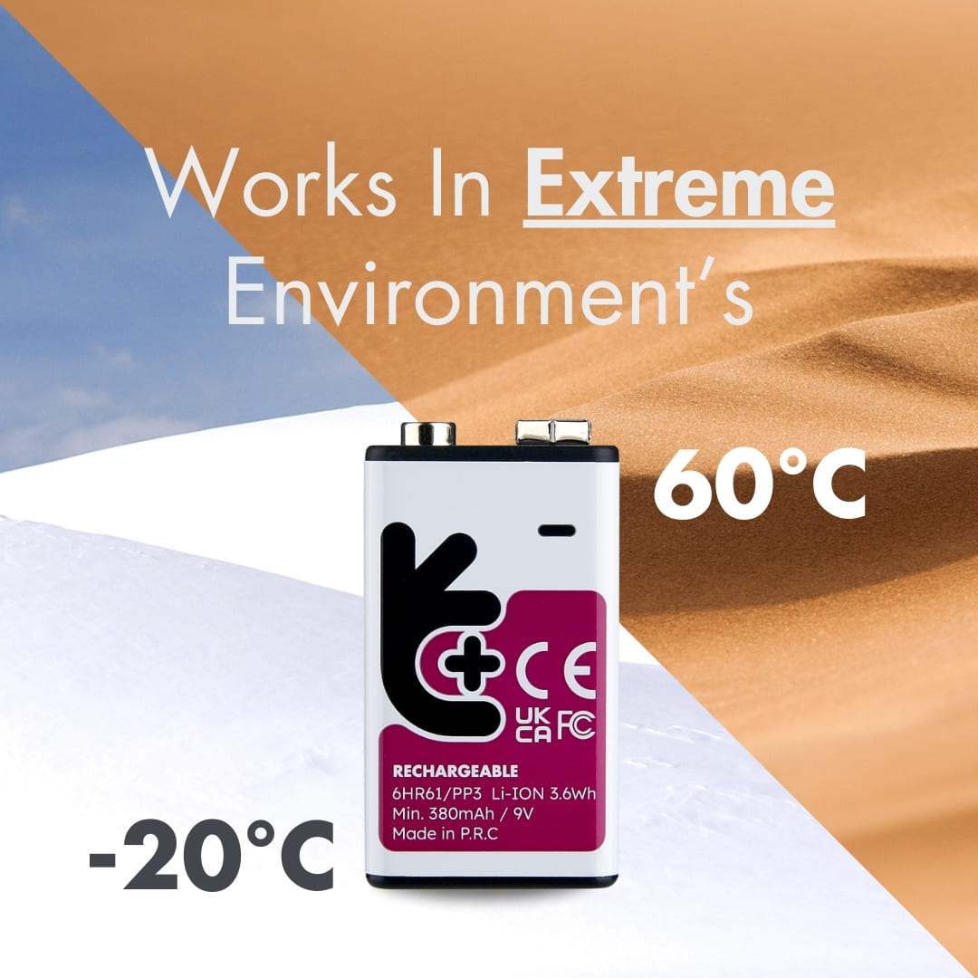 Uniross USB-C Rechargeable Lithium 9V Battery 400mah (1pc)