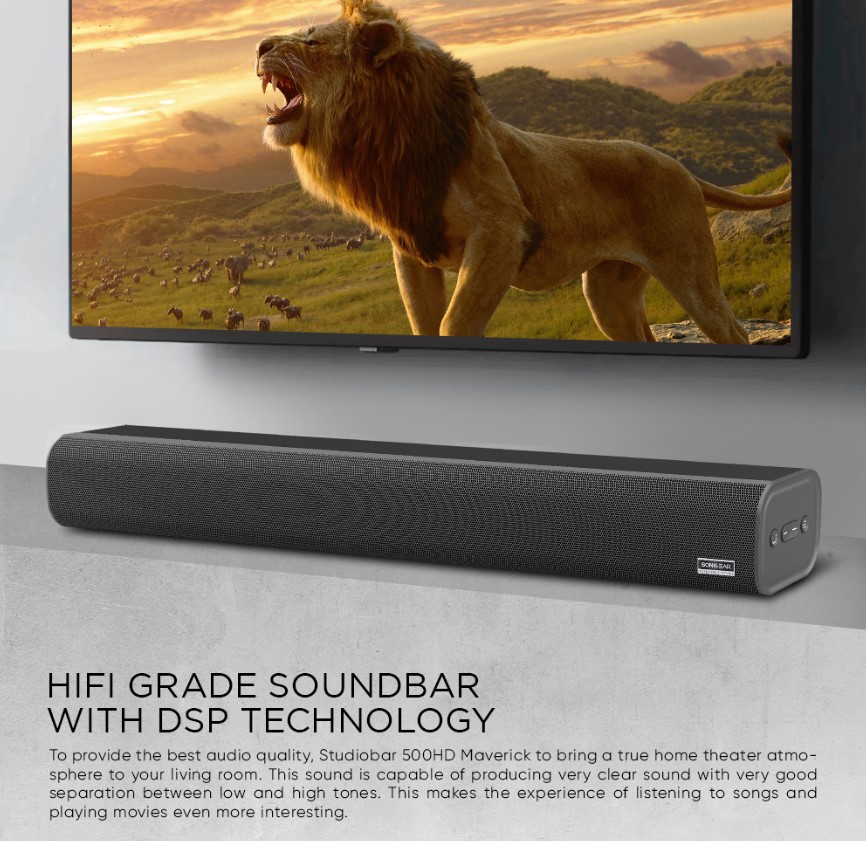 SonicGear STUDIOBAR 500HD Maverick 100W HiFi DSP Soundbar BT-USB-HDMI