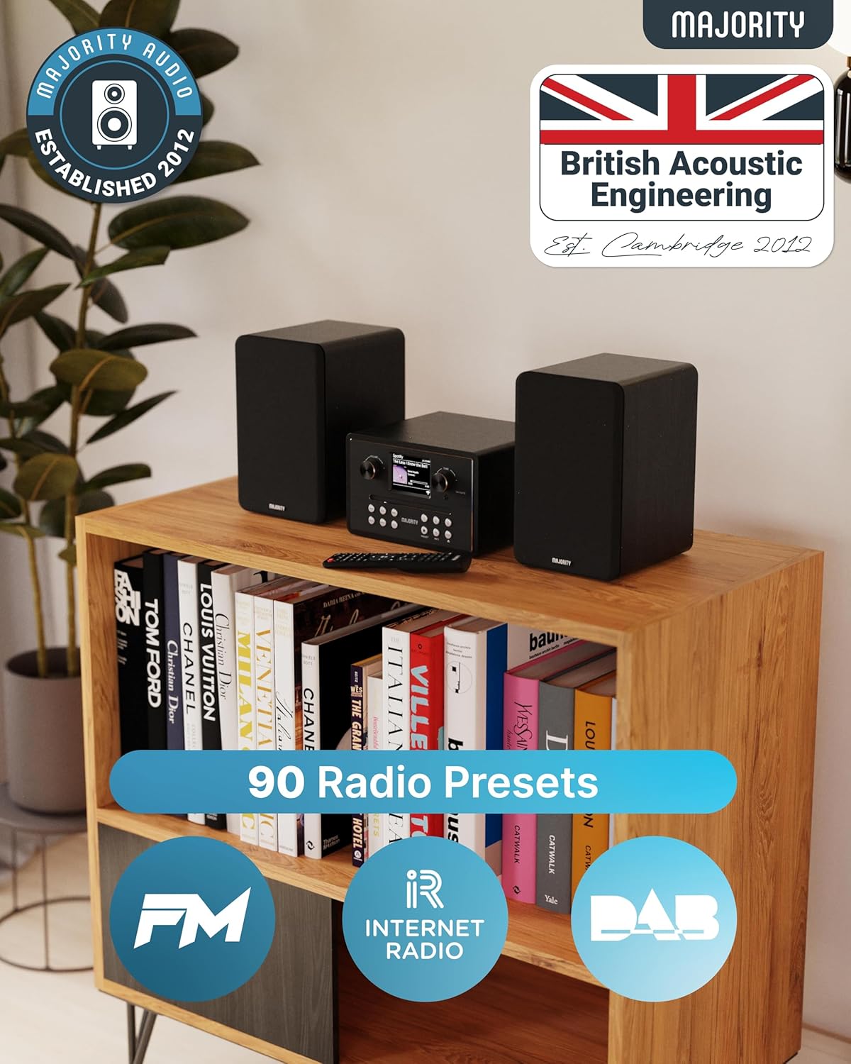Majority Mini HiFi 2xSpeakers CD/BT/USB/FM/iRadio 60W HOMERTON Black