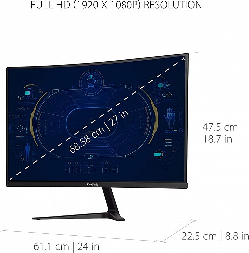 Viewsonic OMNI Gaming Curved Monitor VX 27'' Full-HD 165hz VX2718-PC-mhd