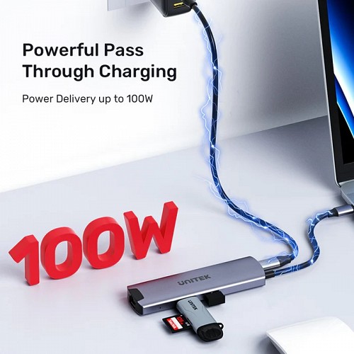 Unitek USB-C Hub USB3.0 HDMI/GB/PD100W H1112F
