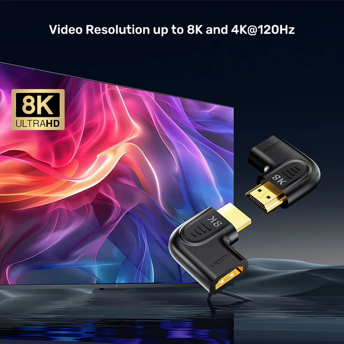 Unitek HDMI Adaptor 1x90 & 1x270 degrees RA 8K60Hz Vertical A1047ABK