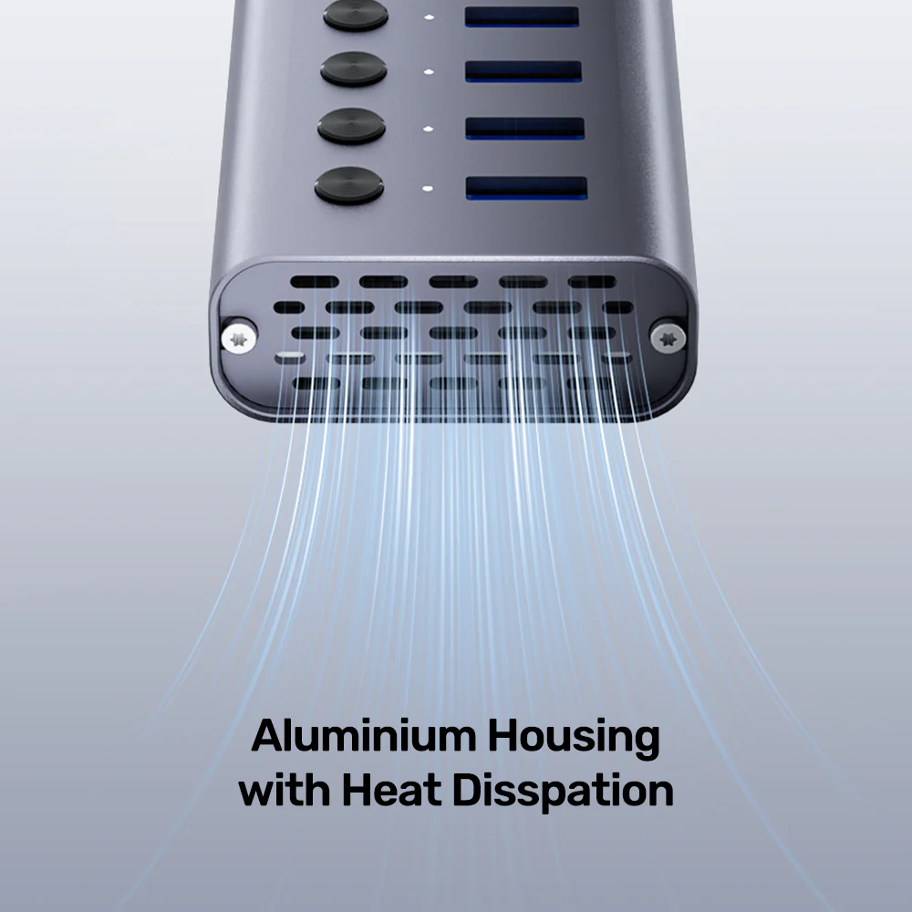 Unitek USB-C Hub 7xUSB-A Power Switch 12V2A H1314A