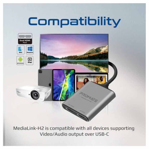 MEDIALINK-H2 4K HIGH DEFINITION USB-C TO DUAL HDMI ADAPTER PROMATE