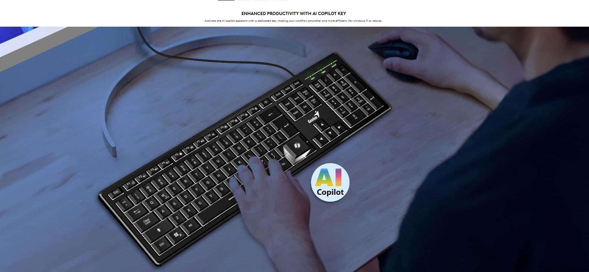 Genius SlimStar 820 Wired Illuminated AI Keyboard English