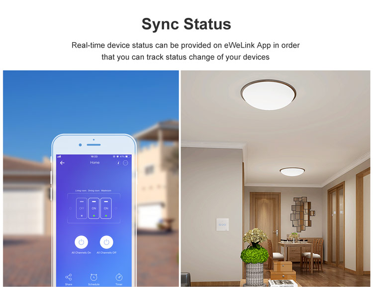 Sonoff T2 UK 3C WiFi Smart Wall Touch Switch White