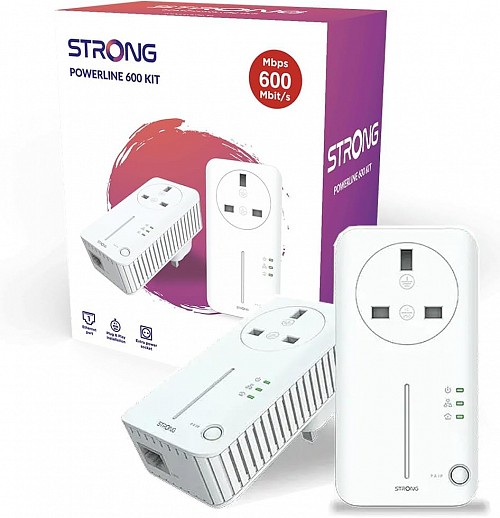 Strong Powerline Kit AV600 Passthrough 600Mbps UK POWERL600DUOUKV2