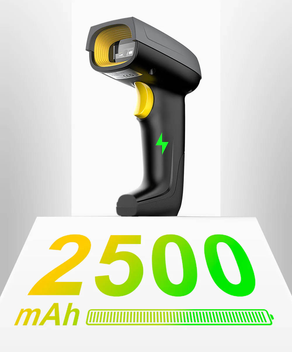 Inatech Barcode Scanner 1D/2D Wireless 2.4GHz/Bluetooth USB-A 2000mAh Smart Charging Base Hands Free Scanning BCST-52
