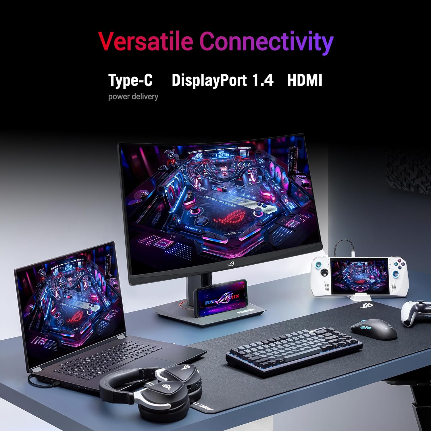 ASUS Monitor ROG Strix Gaming 27'' 2K Curved 180Hz HDR USB-C Ergonomic XG27WCS