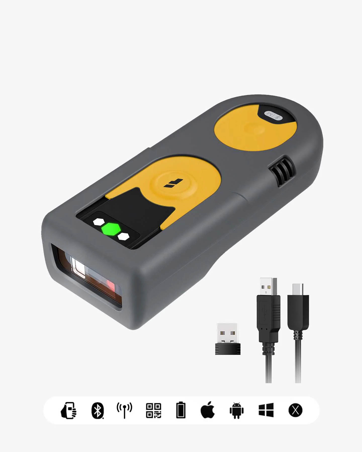 Inatech Barcode Scanner CMOS 1D/2D Wireless 2.4GHz/Bluetooth USB-A 1200mAh Portable BCST-42 Green