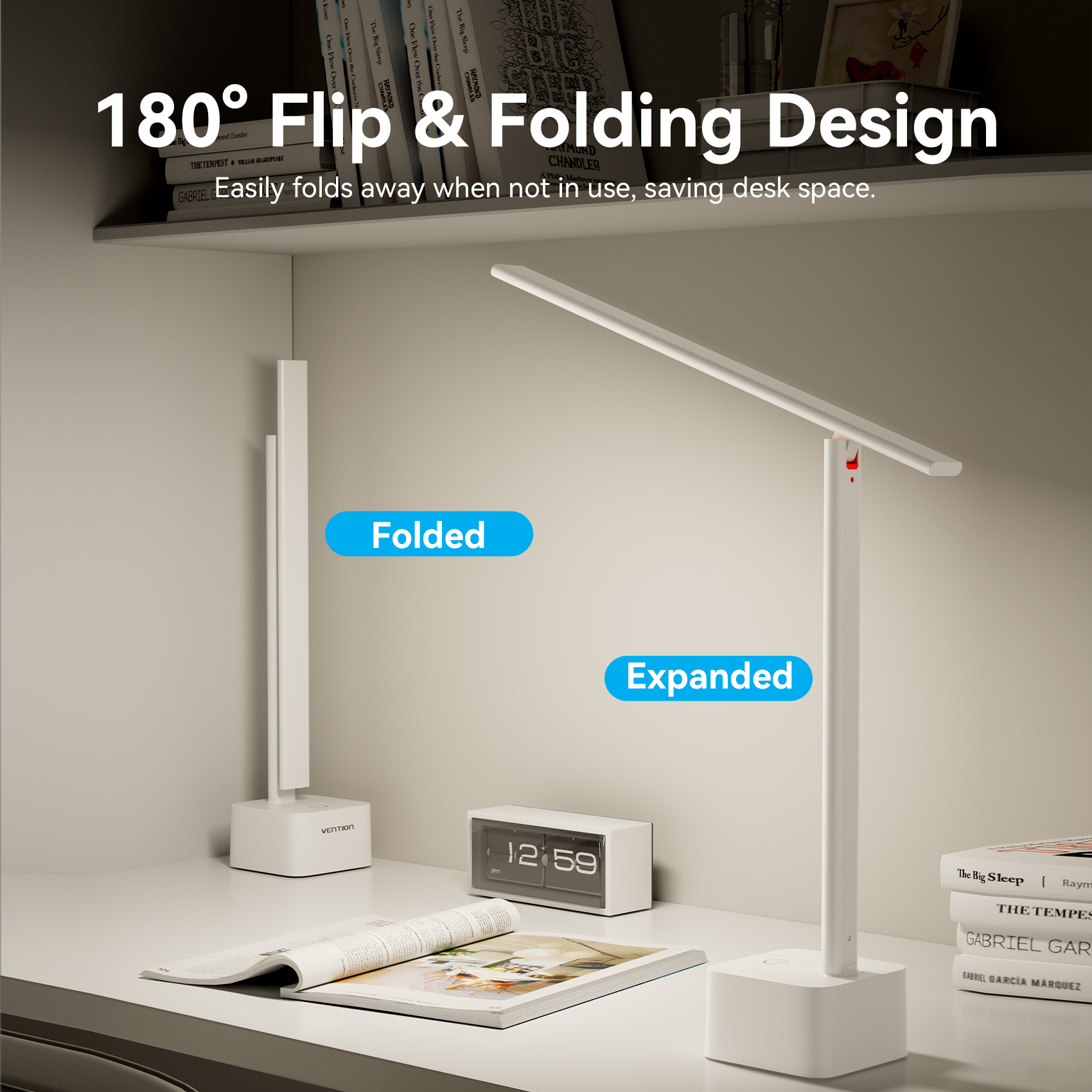 Vention USB Rechargeable Aluminium Foldable Desk Lamp White PDBW0