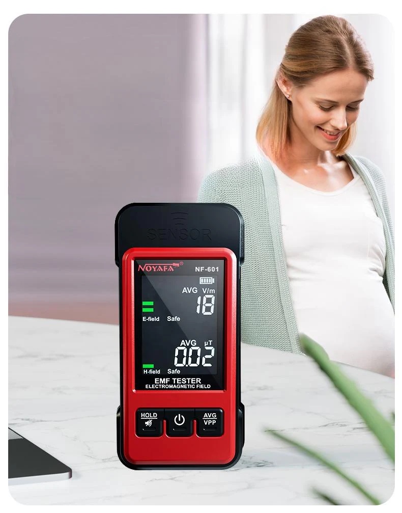 Noyafa Electromagnetic Radiation Detector with Electric & Magnetic Field Detection, Real-Time Monitoring, Audio-Visual Alarm & Data Lock NF-601