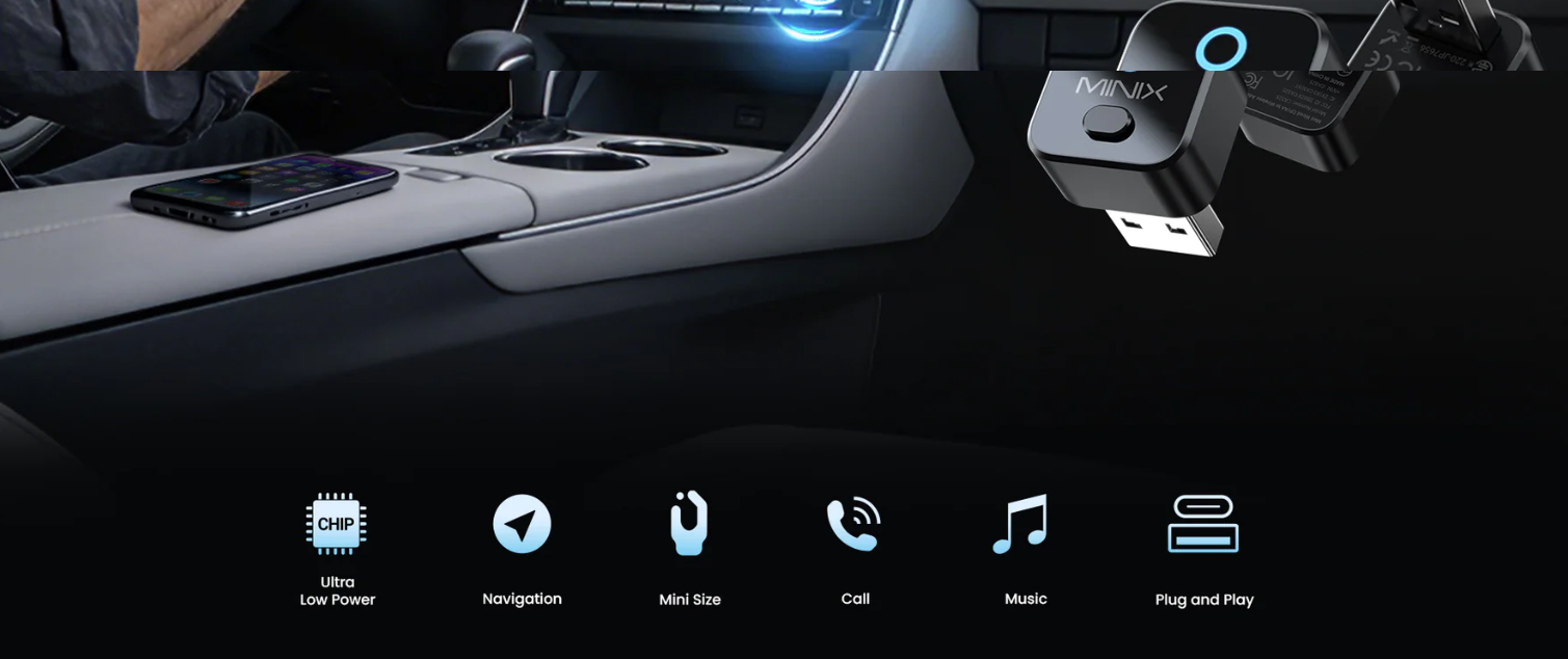 MINIX CAR Wired to Wireless CarPlay & Android Auto USB Dongle CA525