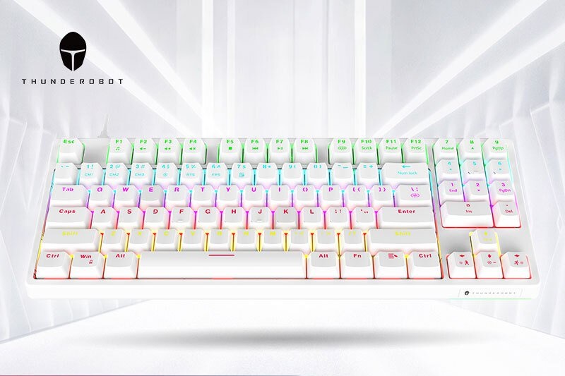 Thunderobot KG3089R White Mechanical Gaming Keyboard 89 Red Switch Keys