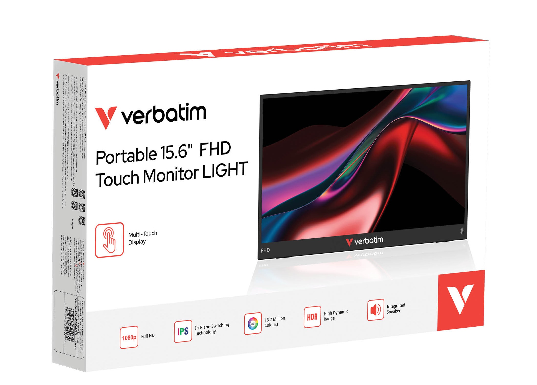 Verbatim Monitor Portable Touch 15.6" Full-HD USB-C LIGHT Series