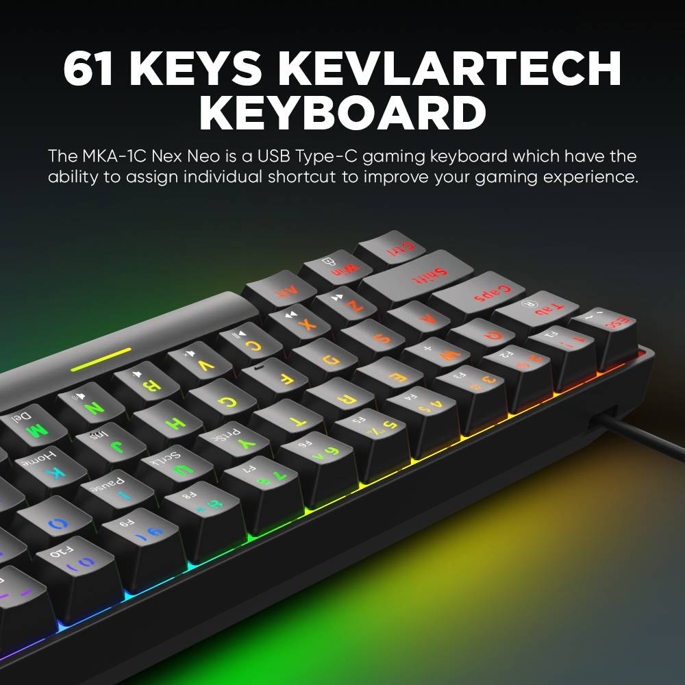 Armaggeddon MKA-1C NEX Black Mechanical Gaming Keyboard 61 Linear (Red) Keys