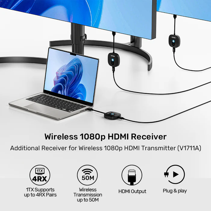 Unitek Wireless HDMl Additional Receiver for V1711A 1080p up to 50m V1711F