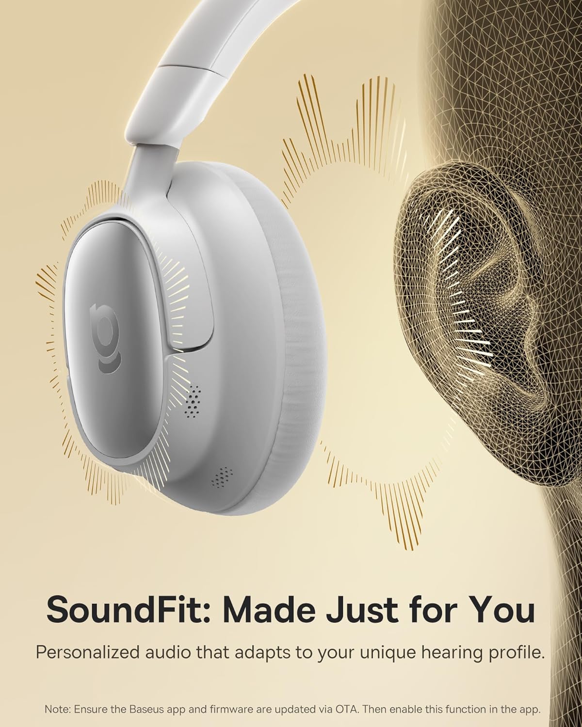 Baseus Headphones Over Ear ANC, LDAC, Spatial Acoustics, 80-Hour Battery, MH1 Frosted Gray
