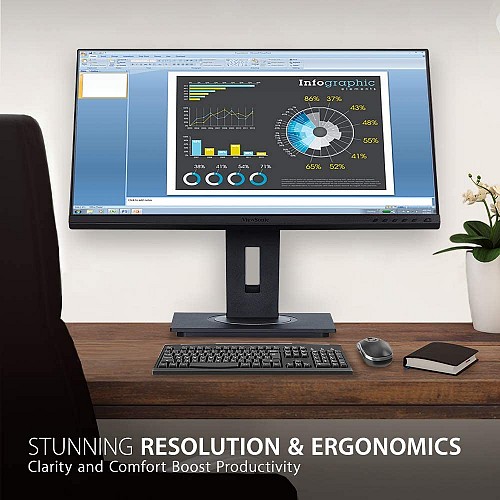 ViewSonic VG2755 Ergonomic Docking Monitor 27'' Full-HD IPS Panel w/ USB-C/3xUSB-A/PD
