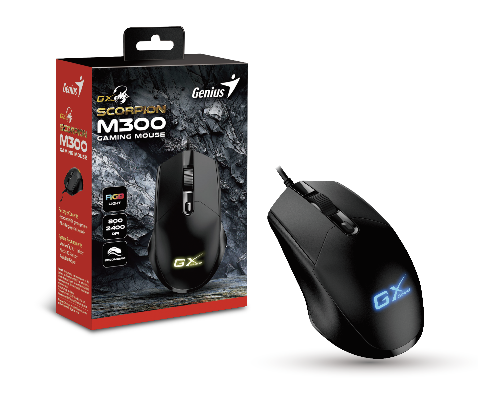 Genius Gaming Mouse Wired RGB 2400 DPI Scorpion M300 Black