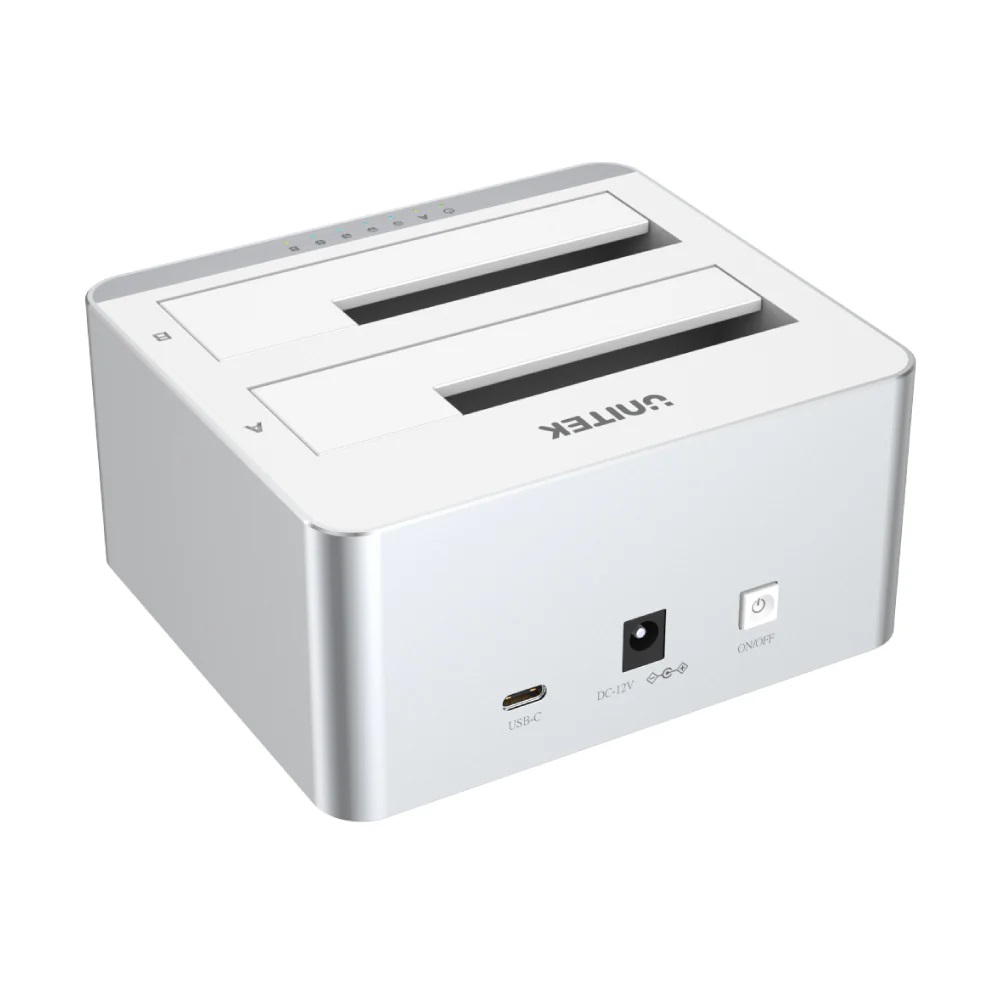 Unitek Y-3027 USB-C 3.1 10Gbps SATA6G Dual Bay Aluminium HDD Docking Station (Silver)