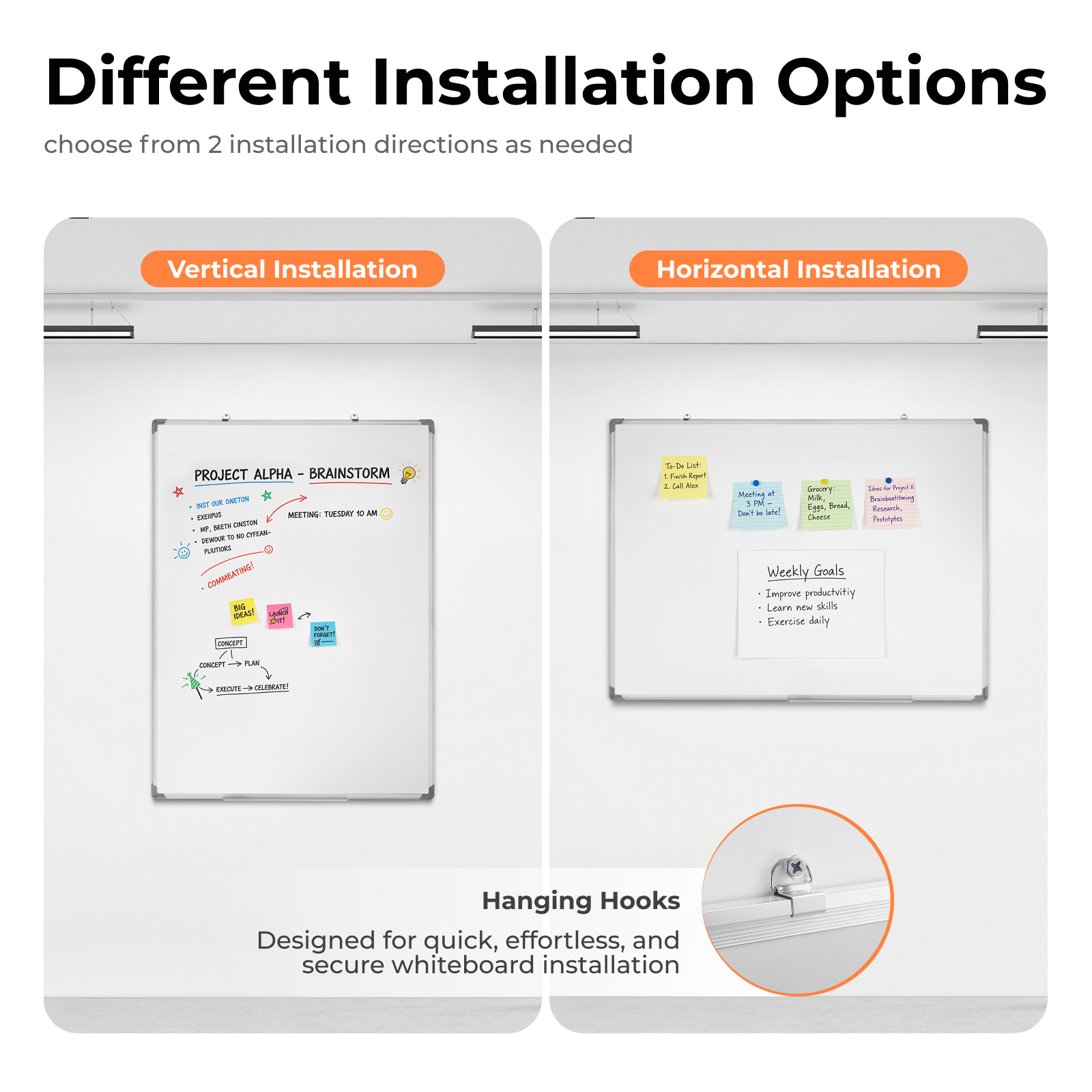 Lumivida Whiteboard Magnetic Dry-Erase Wall-Mounted Large WB02-1
