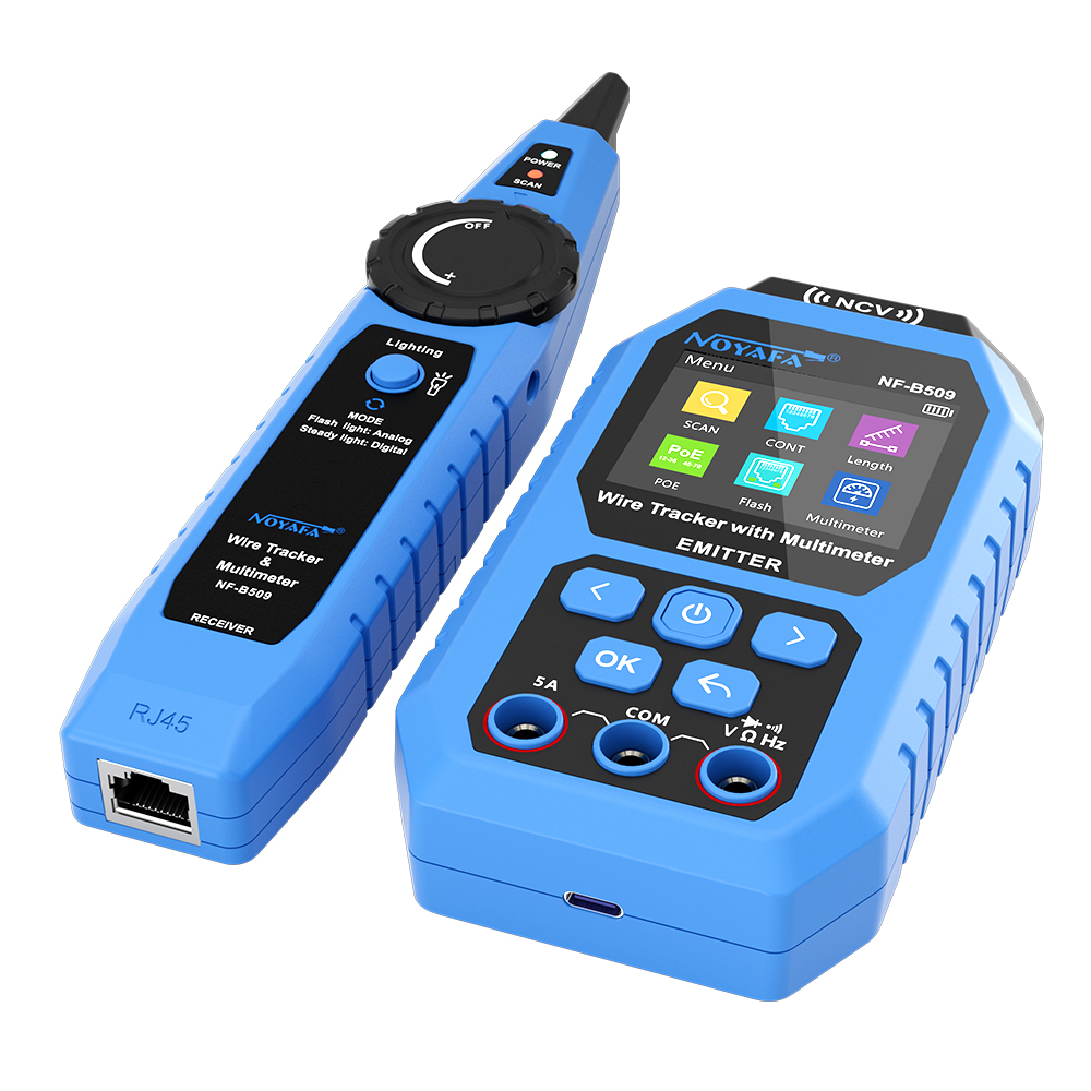 Noyafa Wire Tracker & Digital Multimeter with Cable Length Measurement, PoE Testing, NCV Detection, and LCD Display NF-B509