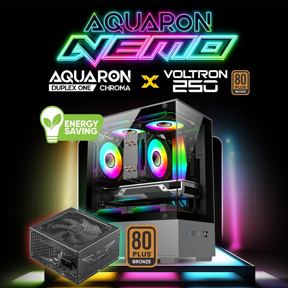Armaggeddon Gaming Case M-ATX AQUARON NEMO Black (3x Chroma Fans & 250W 80+ PSU)