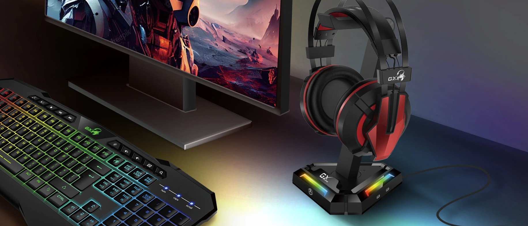 Genius Gaming Headphone LED Stand with USB Hub GX-UH100