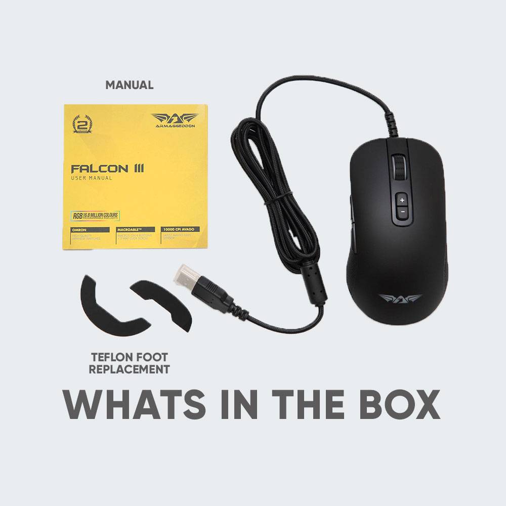 Armaggeddon Falcon 3 Pro-Gaming Mouse 10000CPI Macro-Able RGB