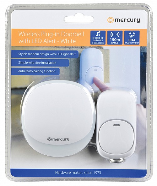 Mercury Wireless Plug-in Doorbell White 350.310UK