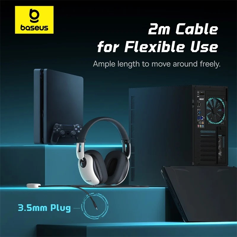 Baseus Headphones Wired Gaming 3.5mm GoPlay 1 Max White