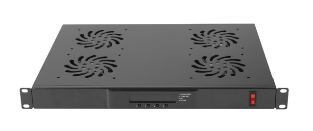 Lanberg 1U 230V Ventilation Panel LCD Display, 4 Fans & Thermostat