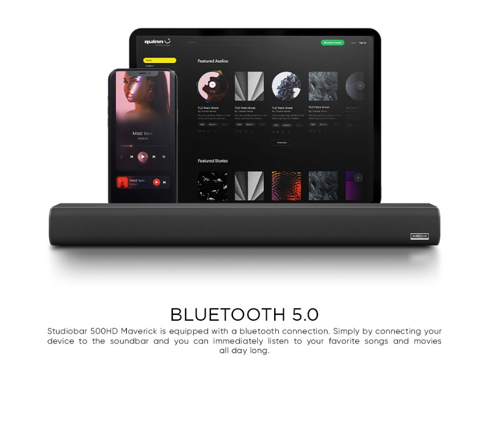 SonicGear STUDIOBAR 500HD Maverick 100W HiFi DSP Soundbar BT-USB-HDMI