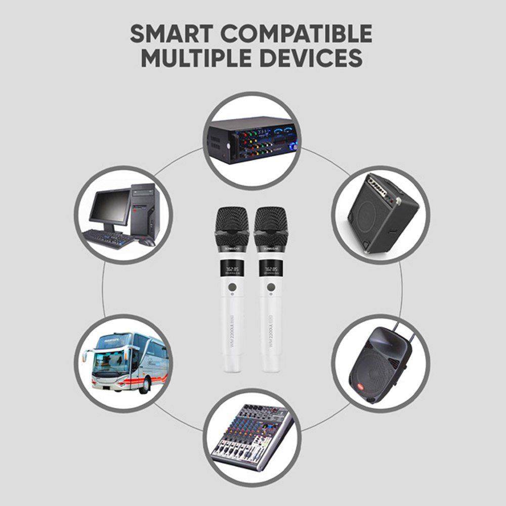 SonicGear WM2200UL DUAL Grigio 2 x Wireless 2.4GHz Rechargeable Microphone Handsets with LED Display