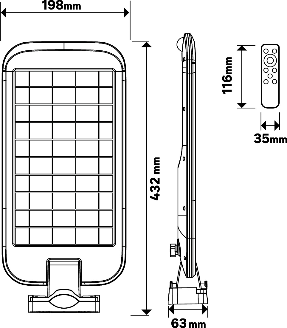 GBC ON SURF Pole Mounted 100W Solar Dimmable LED Light with PIR & Remote Control