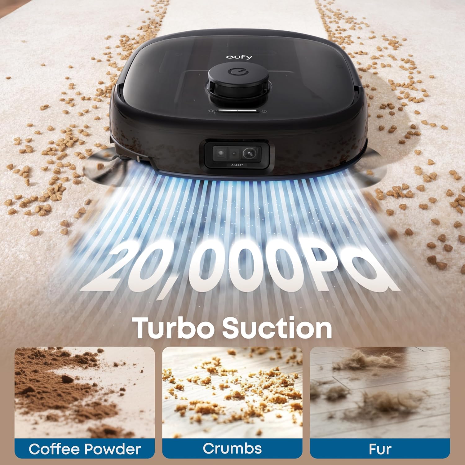 Anker Eufy Robot Vacuum Omni E25 AI See RGB Camera ,HydroJet Self-Clean Roller Mop