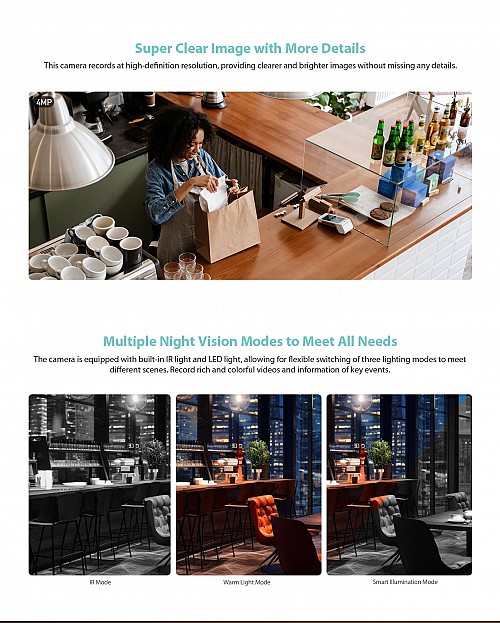 Dahua IP 4.0MP 2.8mm Wifi Dome Dual Illumination T4A-PV