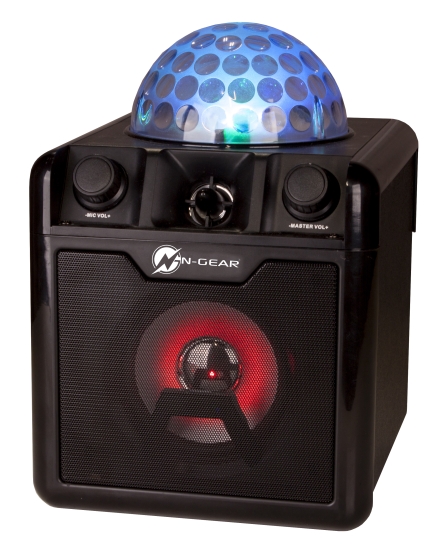N-Gear DISCO BLOCK 410 Portable Karaoke Speaker with Discoball With 2 Wired Microphones